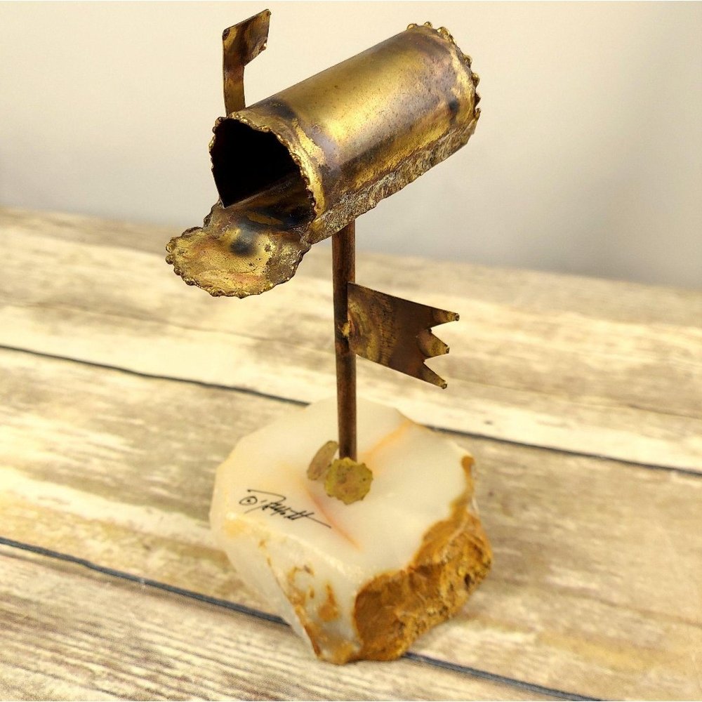 Demott Mailbox Sculpture Copper MCM Brutalist Art